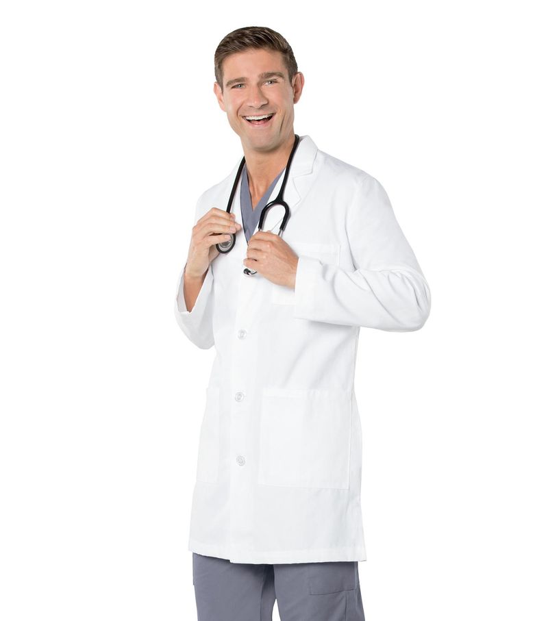 Men's Lab Coat-WHITESTRETCH TWILL: 3124-WWVC-46