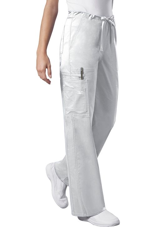 Unisex Drawstring Cargo Pant-White: 4043-WHTW