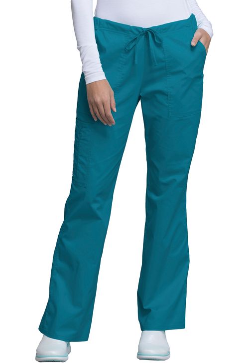 Mid-Rise Drawstring Cargo Pant-CARIBBEAN BLUE: 4044-CARW