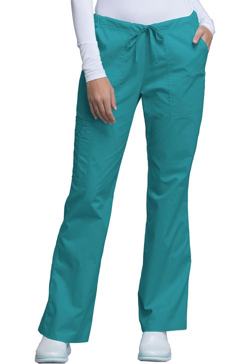 Mid-Rise Drawstring Cargo Pant-TEAL BLUE: 4044-TLBW