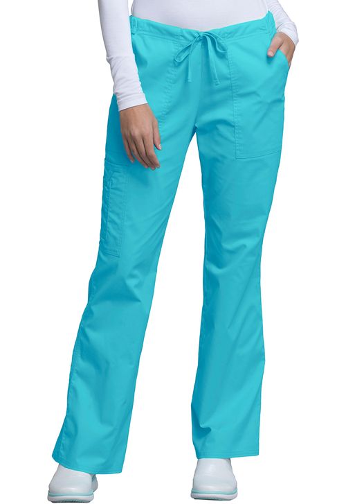 Mid-Rise Drawstring Cargo Pant-Turquoise: 4044-TRQW