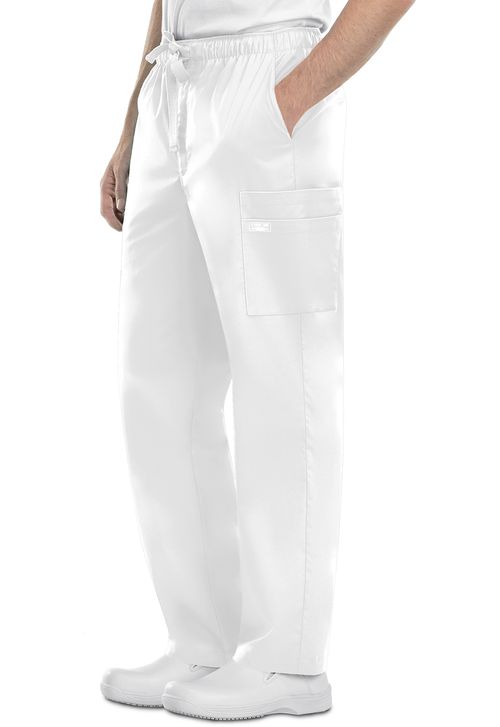 Men's Drawstring Cargo Pant-White: 4243-WHTW