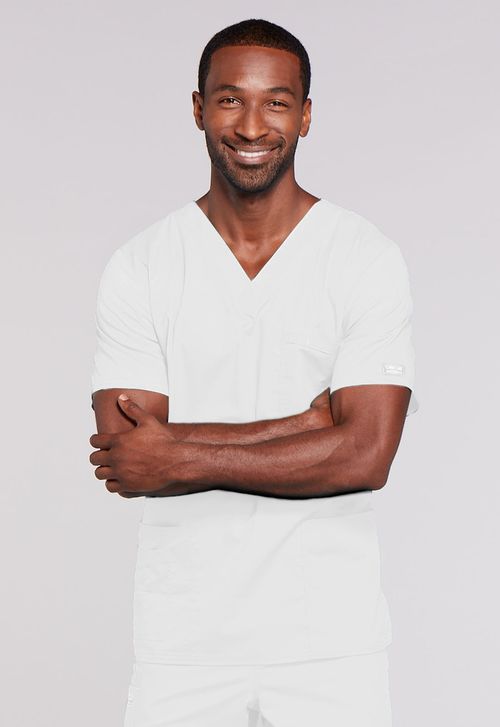 Unisex V-Neck Top-White: 4725-WHTW