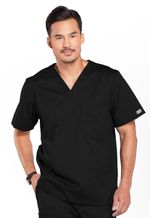 Men's V-Neck Top-Black: 4743-BLKW-L