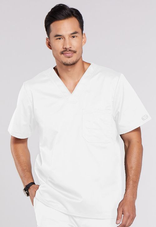 Men's V-Neck Top-White: 4743-WHTW