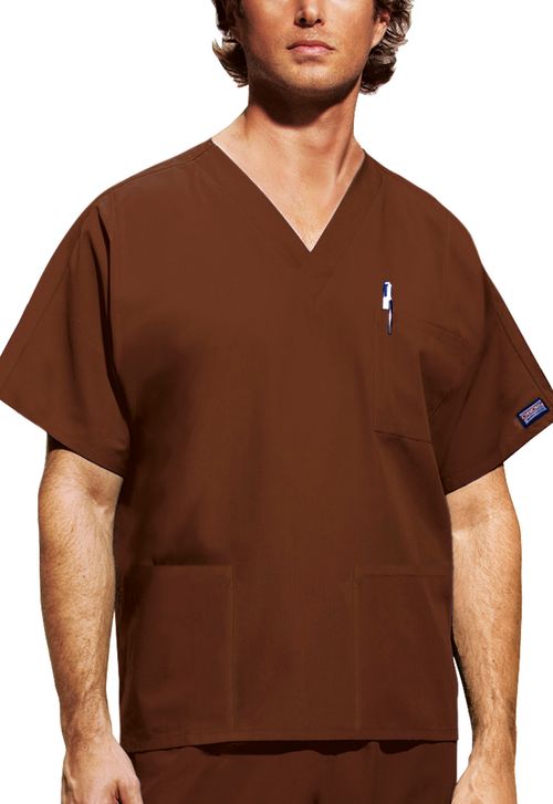 Unisex V-Neck 3 Pockets Top-Chocolate: 4876-CHCW