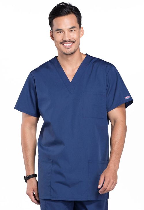 Unisex V-Neck 3 Pockets Top-Navy: 4876-NAVW