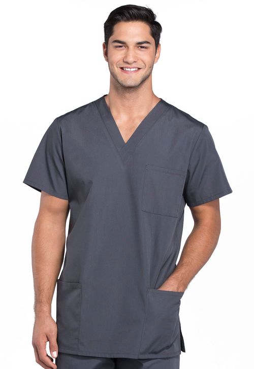 Unisex V-Neck 3 Pockets Top-Pewter: 4876-PWTW