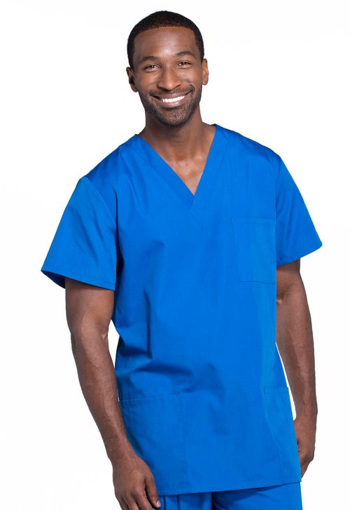 Unisex V-Neck 3 Pockets Top-Royal: 4876-ROYW
