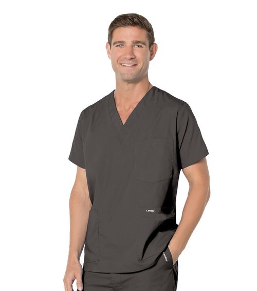 5 pocket Scrub Top-BLACK: 7489-BKP