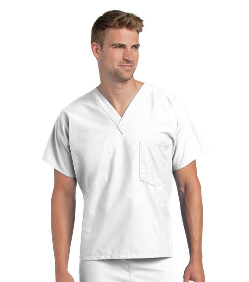 Reversible Scrub Top-WHITE: 7502-WWP