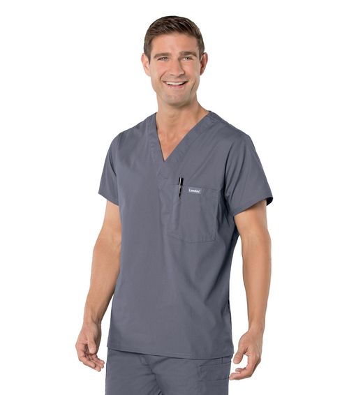 Mens 1 Pocket Scrub Top-STEEL GREY: 7594-STP