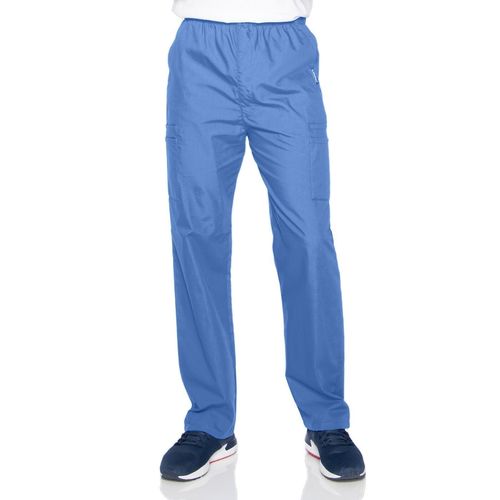 Men's Elastic Drawstring Cargo Pant-CEIL BLUE: 8555-BCP