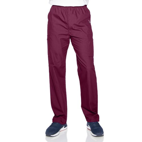 Men's Elastic Drawstring Cargo Pant-WINE: 8555-RWP