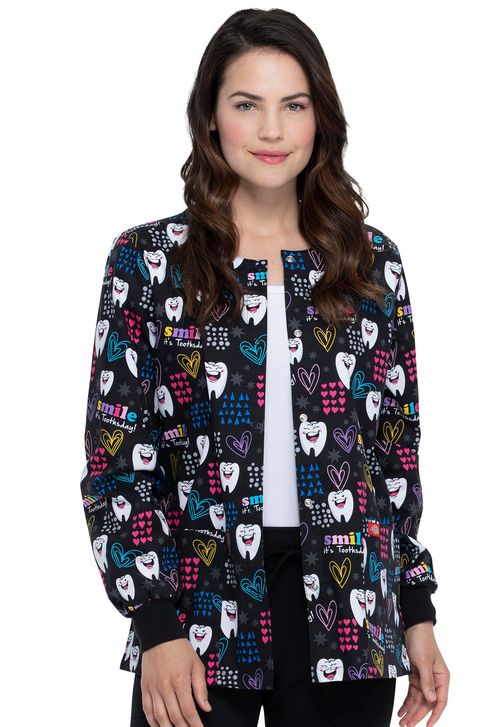 Dickies Prints Snap Front Warm-Up-Smile It's Toothsday: DK301-SITD