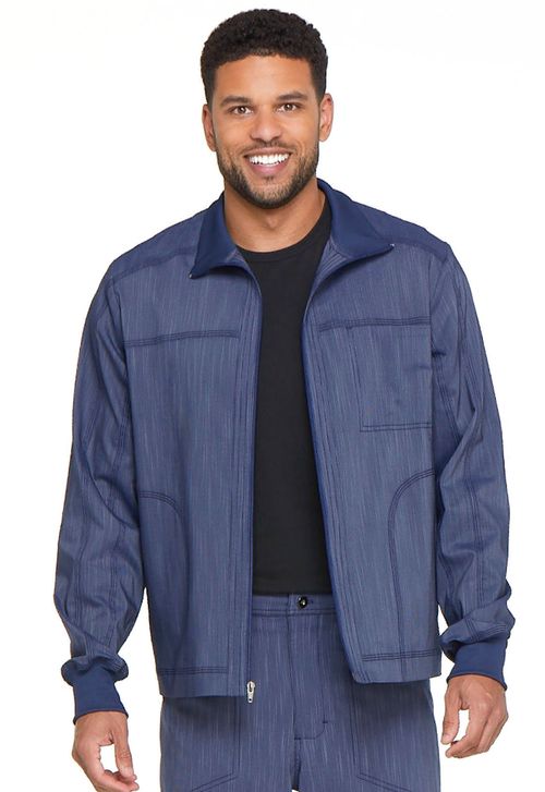 Men's Zip Front Moto Jacket-Navy Twist: DK315-NAVT