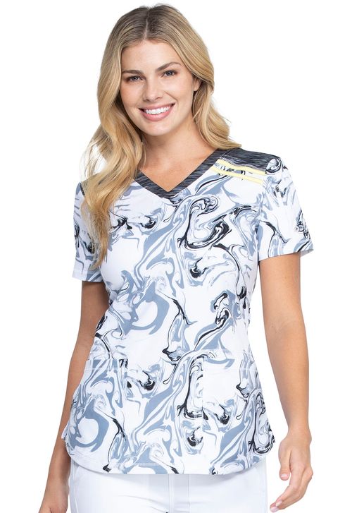 Dickies Dynamix V-Neck Top  in-Modern Marble: DK602-MRMB
