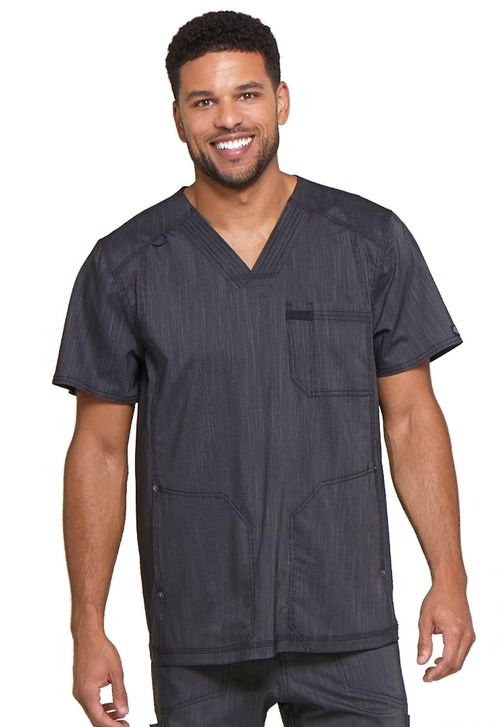 Men's V-Neck 3 Pocket Top  in Onyx-Onyx Twist: DK695-ONXT