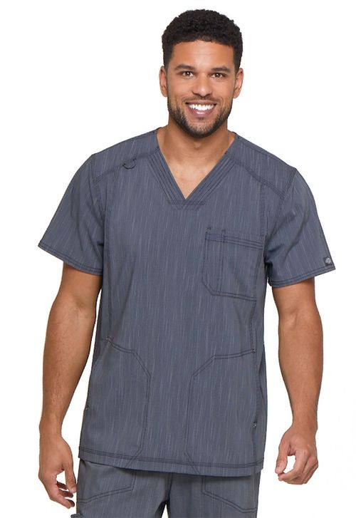 Men's V-Neck 3 Pocket Top  in Onyx-Pewter Twist: DK695-PWTT