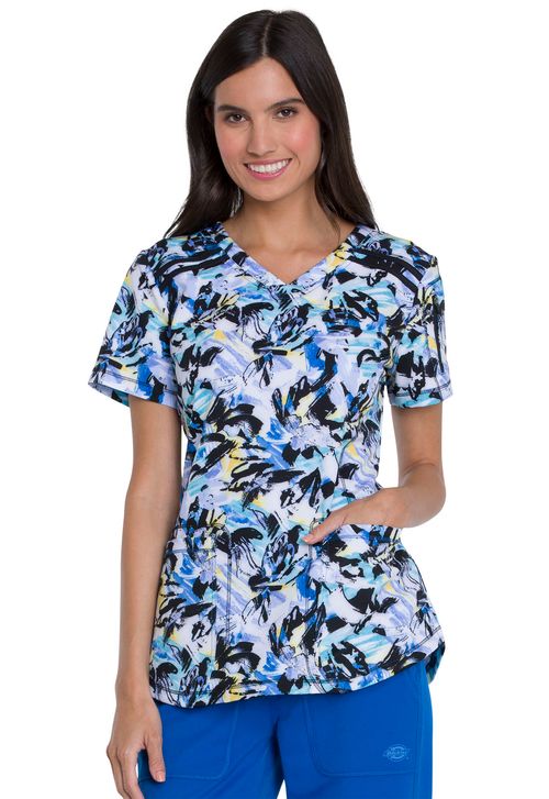 Dickies Dynamix V-Neck Top-Graffiti Sweetie: DK741-GRSW