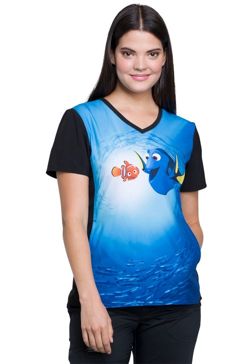 V-Neck Knit Panel Top-Dory And Nemo: TF627-FNDN