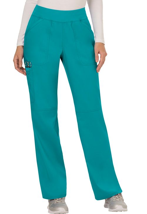 Mid Rise Straight Leg Pull-on Pant-Teal Blue: WW110-TLB