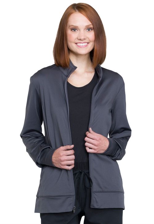 Unisex Zip Front Knit Jacket-Pewter: WW370-PWT