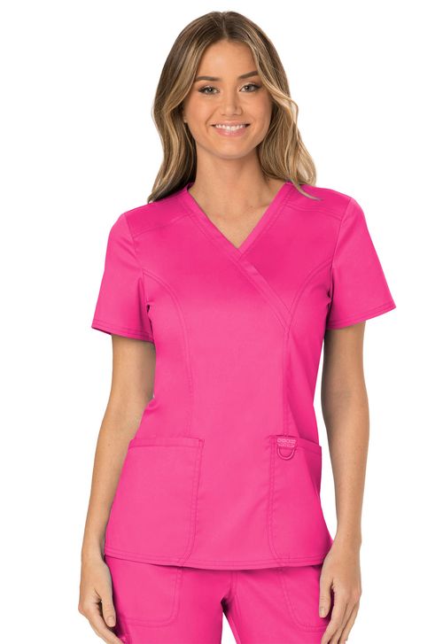 WW Revolution Mock Wrap Top-Electric Pink: WW610-EEPI