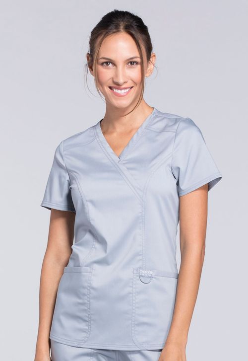 WW Revolution Mock Wrap Top-GREY: WW610-GRY