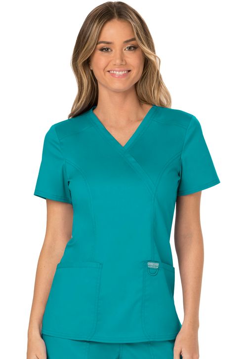 WW Revolution Mock Wrap Top-Teal Blue: WW610-TLB