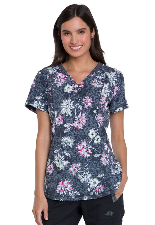 Dickies Dynamix V-Neck Top  in-Bursting Blooms: DK766-BURS