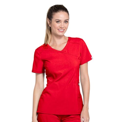 Mock Wrap Top-Red: 2625A-RED