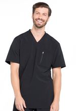 Men's V-Neck Top-Black: CK910A-BAPS-XL
