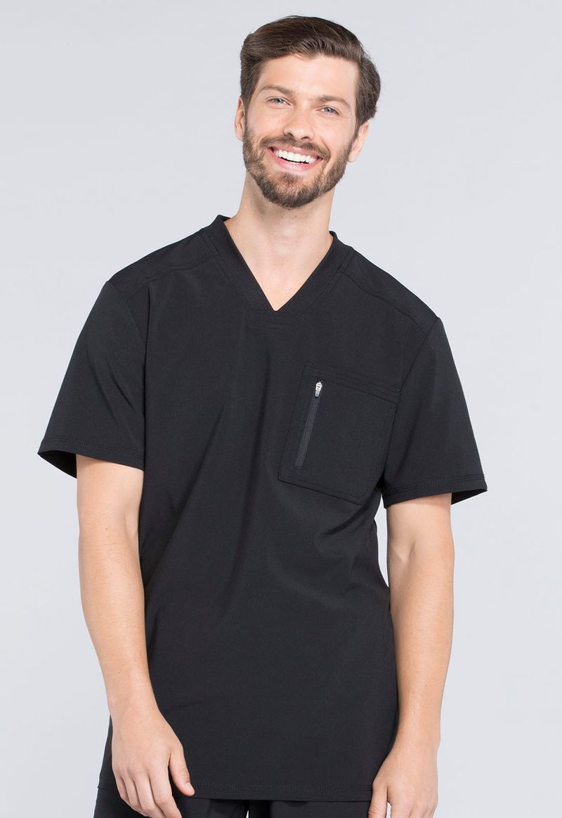 Men's V-Neck Top-Black: CK910A-BAPS-XL