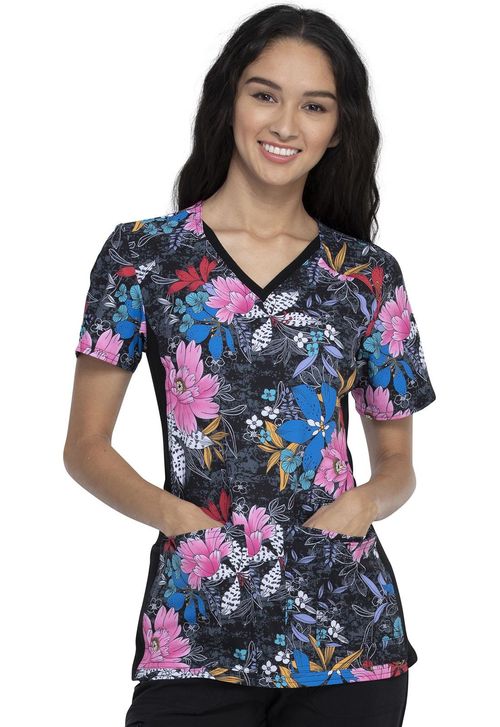 Neck Knit Panel Top- Wild About Flowers: CK636-WIAF