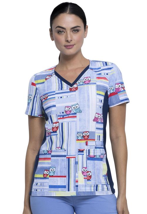 Neck Knit Panel Top-Hoo's Outta Line: CK636-HOOA