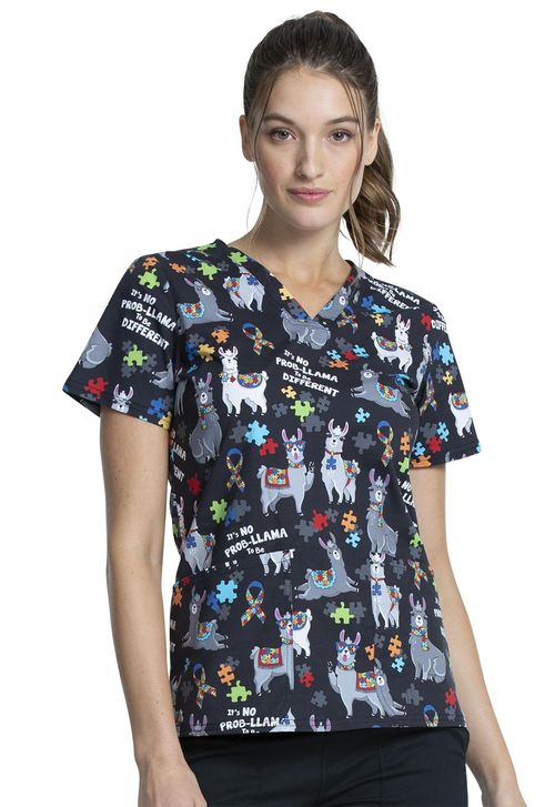 V-Neck Print Top-Llama Love: CK651-LAMV