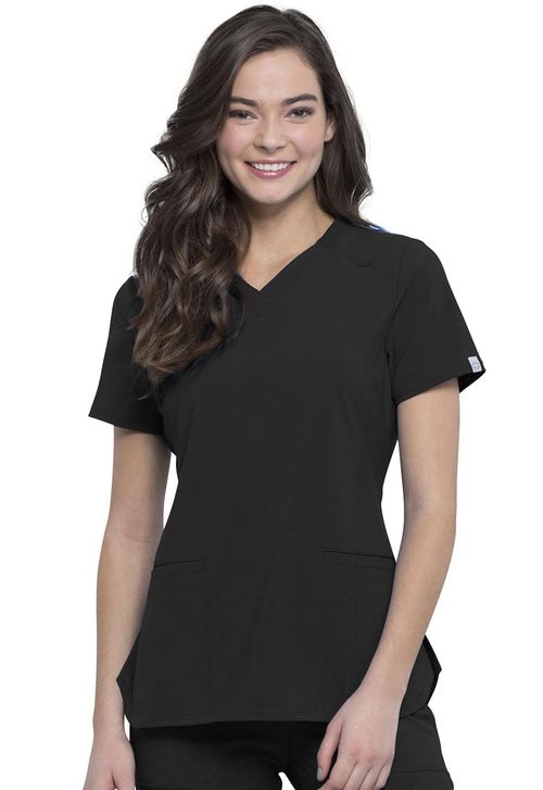V-Neck Top in Black-Black: CK865A-BAPS