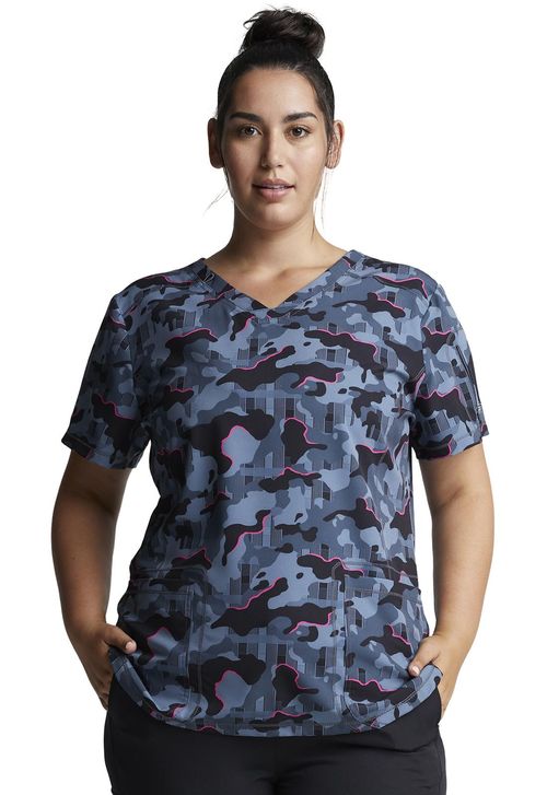 Dickies Dynamix V-Neck Top- Tough Glowing Hot Pink: DK731-TGHP