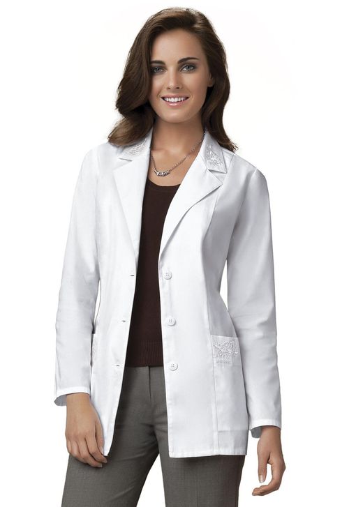 Embroidered Lab Coat-WHITE: 2350-WHTS
