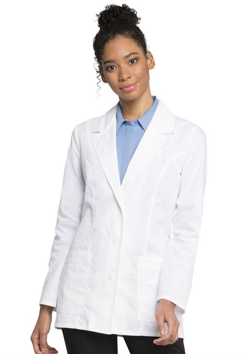 Floral Embroidery Lab Coat-WHITE: 2390-WHTS